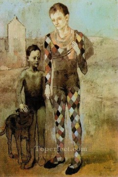 Deux saltimbanques avec un chien 1905 cubistas Pinturas al óleo